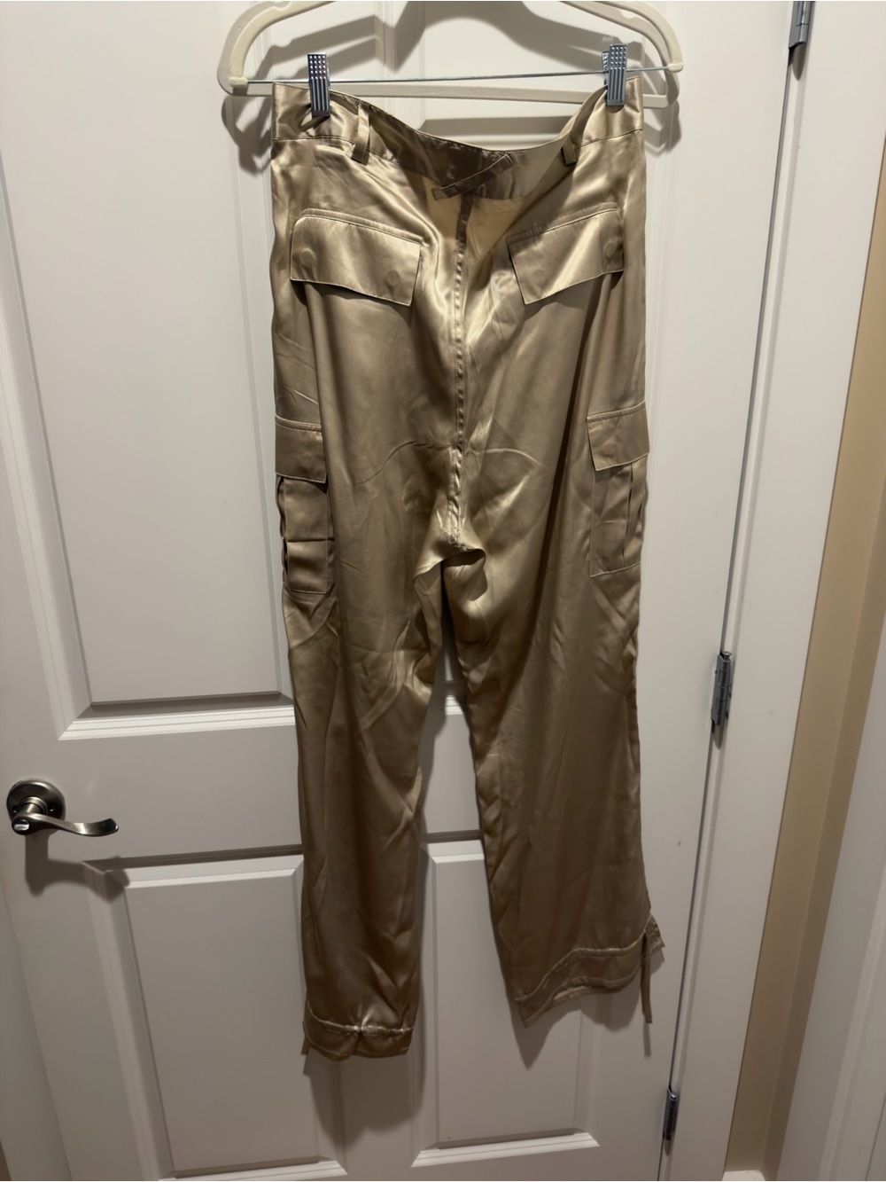 💯 Silk Gold Beige Cargo-Style Women's Pants